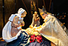 Archbishop Peter Chung Soon-taick of the Catholic Archdiocese of Seoul performs the “nativity ritual,” placing the infant Jesus in a manger at Myeongdong Cathedral in central Seoul at dawn on Christmas Day, Dec. 25. [JOINT PRESS CORPS]