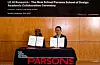Yvonne Watson, left, interim executive dean of Parsons School of Design, and Bae Kyung-hoon, chief of LG AI Research, pose for a photo during a partnership signing ceremony held at Parsons School of Design in New York, Monday. [LG CORP]
