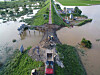 Restoration begins Monday after part of a dike along the Nakdong River in Changnyeong County, South Gyeongsang, was destroyed by heavy rainfalls.  [YONHAP]