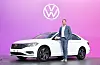 Stefen Krapp, executive director of Audi Volkswagen Korea (AVK) Volkswagen division, poses beside the seventh-generation Jetta sedan after a press event in eastern Seoul on Thursday. [VOLKSWAGEN KOREA]