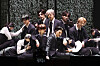 Boy band Enhypen performs its song ″Bite Me″ during a showcase held on May 22 for its fourth EP ″Dark Blood″ in northern Seoul. [YONHAP]
