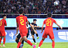 The South Korean national team faces off against the Chinese team during the quarterfi nal match for the Asian Games in Hangzhou, China, on Sunday. [YONHAP]
