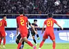 The South Korean national team faces off against the Chinese team during the quarterfi nal match for the Asian Games in Hangzhou, China, on Sunday. [YONHAP]