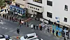 People line up to get tested for Covid-19 at a test center installed at the parking lot of the Dongjak District Office in southern Seoul due to concern over a cluster of cases linked to a nearby Noryangjin cram school and amid a third wave of infections in the country. [YONHAP]