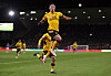 Wolverhampton Wanderers' Hwang Hee-chan celebrates scoring a goal against Everton that was later disallowed after a VAR review on Monday. [REUTERS/YONHAP]