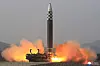 A Hwasong-17 intercontinental ballistic missile (ICBM) is launched from Pyongyang International Airport on Thursday, in a photo released by North Korea's official Korean Central News Agency (KCNA) Friday. [KCNA]