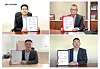 Representatives from Hyundai Motor, Shanghai Electric Power, Shanghai Sunwise Energy Systems and Shanghai Ronghe Electric Technology Financial Leasing holding an agreement to cooperate on offering Hyundai's hydrogen trucks in China. [HYUNDAI MOTOR]