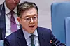 Hwang Joon-kook, ambassador of South Korea to the United Nations, speaks to delegates during a meeting of the UN Security Council after North Korea fired a ballistic missile over Japan for the first time in five years, at UN headquarters in New York on Oct. 5, 2022. [REUTERS/YONHAP]