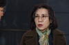 Minister of Gender Equality and Family Kim Hyun-sook speaks to reporters on her way to work at the government complex in central Seoul Wednesday, after tendering her resignation to the president the previous day. [YONHAP]