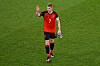 Belgium's midfielder Kevin De Bruyne waves to supporters after Morocco won the Qatar 2022 World Cup Group F football match between Belgium and Morocco at the Al-Thumama Stadium in Doha on Nov. 27. [AFP/YONHAP]