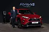 Konyama Manabu, CEO of Toyota Motor Korea, poses with RAV4 plug-in hybrid at a press conference held in southern Seoul on Tuesday. [TOYOTA MOTOR]