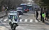 Buses carrying inmates leaving for a newly built detention center in Dalseong County, Daegu, while being escorted by police on Tuesday. [NEWS1]