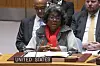 United States Ambassador to the United Nations Linda Thomas-Greenfield speaks during a meeting of the Security Council at UN headquarters on Monday [AP/YONHAP]