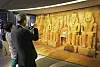 Visitors take a photo at the exhibition titled 'Egyptian Pharaohs: From Cheops to Ramesses II' at Grand Walkerhill Seoul in Gwangjin District, eastern Seoul, on April 30.[PARK SANG-MOON]