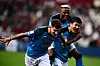 Napoli's Kim Min-jae, right, carries Victor Osimhen as they celebrate with Giovanni Di Lorenzo at the end of a Serie A match against Torino in Turin on Sunday. [AFP/YONHAP]