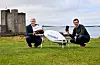 Eamonn Grant, left, head of online at Samsung Ireland, and Alan Hicks, chief technology officer of Irish drone service Manna, pose for a photo on Wednesday after the two companies signed a strategic partnership to offer a drone delivery service to Galaxy device buyers. [SAMSUNG ELECTRONICS]
