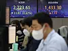 Electronic display boards at Hana Bank in central Seoul show stock and foreign exchange markets Thursday morning. [YONHAP]