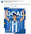The official Brighton Twitter account marks Lee Geum-min's goal with a post on Sunday. [SCREEN CAPTURE]