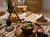 Simple camping food served with camping containers. [CHO SU-JEONG]