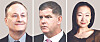 From left: U.S. Second Gentleman Douglas Emhoff, Secretary of Labor Marty Walsh, 'Pachinko' author Min Jin Lee