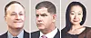 From left: U.S. Second Gentleman Douglas Emhoff, Secretary of Labor Marty Walsh, 'Pachinko' author Min Jin Lee