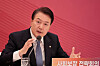 President Yoon Suk Yeol speaks at a strategic meeting on social security at the Blue House in central Seoul on Wednesday. [PRESIDENTIAL OFFICE]