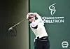 Kim Min-ju tees off on the first hole of the final round of the Celltrion Queens Masters held at Seolhaeone country club in Yangyang, Gangwon, on Sunday. [KLPGA]