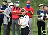 Kim Min-ju looks on the green on the second hole of the final round of the Celltrion Queens Masters held at Seolhaeone country club in Yangyang, Gangwon, on Sunday. [KLPGA]