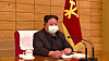 In this photo released by the North's state-run Korea Central Television, North Korean leader Kim Jong-un wears a mask as he presides over a meeting Saturday at the headquarters of the ruling Workers' Party Central Committee in Pyongyang. [YONHAP]