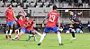 Hwang Hee-chan, right, scores Korea's opening goal in a game against Costa Rica at Goyang Stadium in Goyang, Gyeonggi on Friday. [YONHAP]