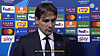 Inter Milan manager Simone Inzaghi speaks after his side's 1-0 win over RB Leipzig on Tuesday. [ONE FOOTBALL]