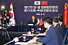 Choo Kyung-ho, Korea’s Minister of Economy and Finance, takes part in a virtual meeting with He Lifeng, the minister in charge of China's National Development and Reform Commission, on Saturday. [YONHAP]