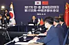 Choo Kyung-ho, Korea’s Minister of Economy and Finance, takes part in a virtual meeting with He Lifeng, the minister in charge of China's National Development and Reform Commission, on Saturday. [YONHAP]