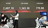 A screen in Hana Bank's trading room in central Seoul shows the Kospi opening on Monday. [YONHAP]