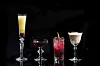 Cherry Manhattan (second from left) and Chestnut Eggnog (far right) are part of the seasonal menu at Charles H. bar inside Four Seasons Hotel in Jongno District, central Seoul [FOUR SEASONS HOTEL SEOUL]