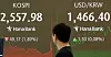 A screen in Hana Bank's trading room in central Seoul shows the Kospi closing at 2,557.98 points on March 28, down 49.17 points, or 1.89 percent, from the previous trading session. [NEWS1]