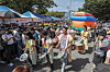 Performers play traditional African music to ward off evil spirits and diseases on Sunday in Seongbuk District, central Seoul during this year’s Seongbuk Global Food Festival Nurimasil, held for the first time in three years due to the pandemic. Some 40 countries participated in the event to promote their traditional cultures and foods. [NEWS1]