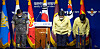 Defense Minister Suh Wook, center, bows in apology for the Covid-19 outbreak aboard the Munmu the Great destroyer at a press briefing at the Defense Ministry in Yongsan District, central Seoul on Tuesday. [NEWS1]