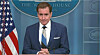John Kirby, National Security Council coordinator for strategic communications, answers questions during a daily White House press briefing in Washington on Monday. [SCREEN CAPTURE]
