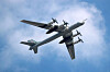 A Tu-95 bomber flies over Moscow during the dress rehearsal of the Victory Day air show on June 20, 2020. [YONHAP]