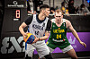 Lee Dong-jun, left, plays against Lithuania at the 2021 International Basketball Federation (FIBA) 3x3 Olympic Qualifying Tournament in Graze, Austria on Saturday. [FIBA]