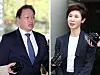 SK Group Chairman Chey Tae-won, left, and his estranged wife, Roh So-yeong [YONHAP]