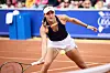 Spain's Rebeka Masarova returns the ball to Jang Su-jeong during the women's singles final tennis match of the WTA 125 Nordea Open in Bastad, Sweden on Friday. [AFP/YONHAP]