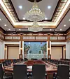 Sejong Hall inside the Blue House's Main Office Building has a painting of ″Ilwolobongdo″ by artist Song Kyu Tae. Ilwolobongdo is the famous depiction of the sun, moon and five peaks, which symbolize power and eternity. It was placed behind the thrones of Joseon Dynasty (1392-1910) rulers. [MOON SO-YOUNG]
