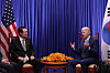 President Yoon Suk Yeol, left, and U.S. President Joe Biden hold their second summit in Phnom Penh, Cambodia, on Nov. 13, 2022, on the sidelines of Asean meetings. [PRESIDENTIAL OFFICE]
