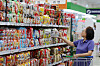 A shopper browses the ramyeon section at a large supermarket in downtown Seoul on Friday. [NEWS1]