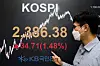 The final Kospi figure is displayed on a screen in a dealing room at KB Kookmin bank in the financial district of Yeouido, western Seoul, on Monday. [NEWS1]