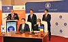 Hanwha Aerospace CEO Son Jae-il, left in the first row, and Florentina Micu, Romarm's director, at a signing ceremony of a memorandum of understanding in Romania on Feb. 6. [HANWHA AEROSPACE]