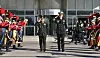 Joint Chiefs of Staff (JCS) Chairman Adm. Kim Myung-soo, right, and his Thai counterpart, Gen. Songwit Noonpackdee, attend a welcoming ceremony for the Thai general at the JCS headquarters in central Seoul on Feb. 6. [JOINT CHIEFS OF STAFF]