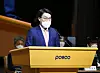 Posco Chairman Choi Jeong-woo speaks at a shareholder's meeting held at the company's Seoul office in Gangnam, southern Seoul, on Friday. [POSCO]